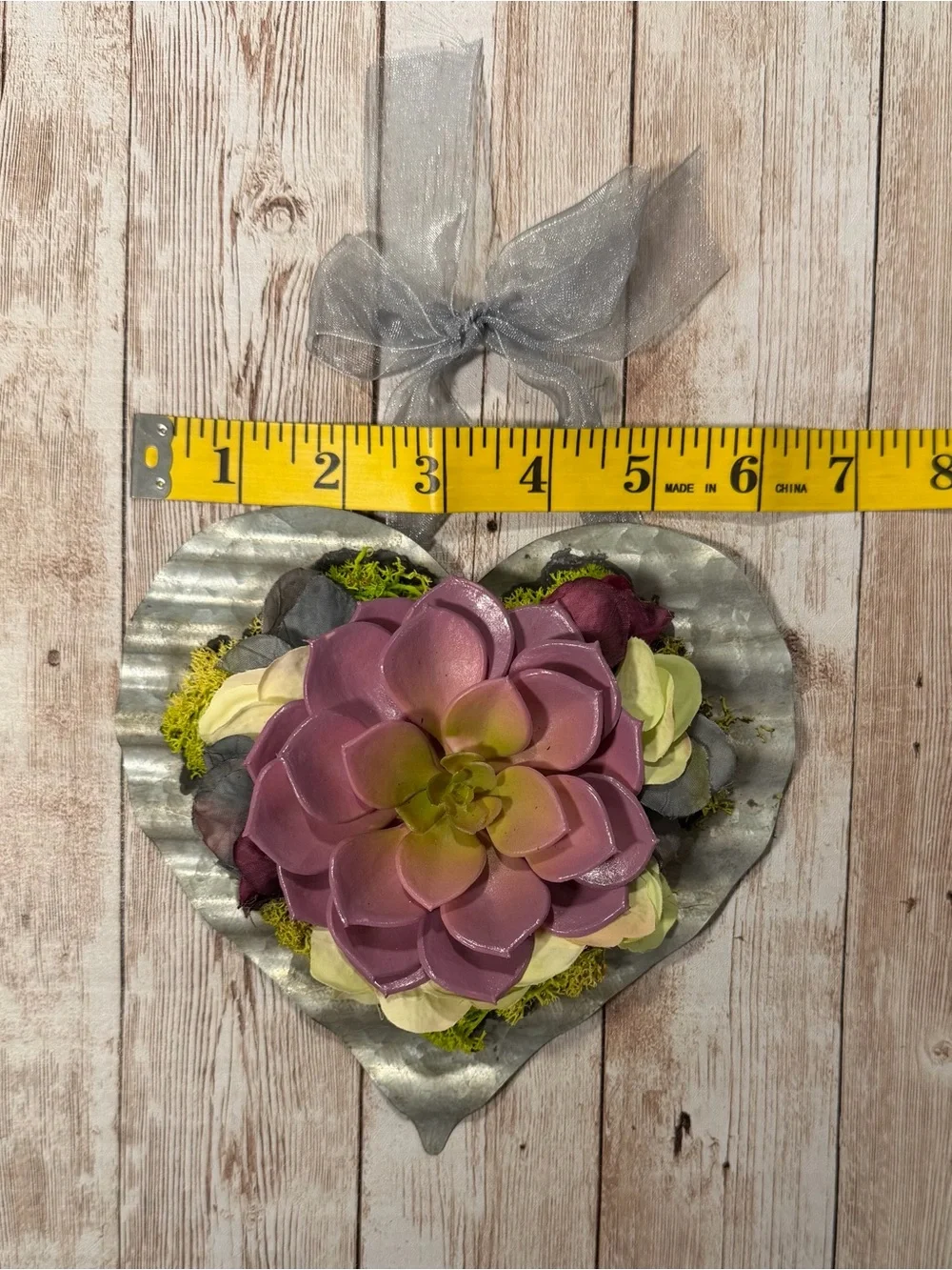 Handcrafted Pink Faux Succulent Heart Wall Accent